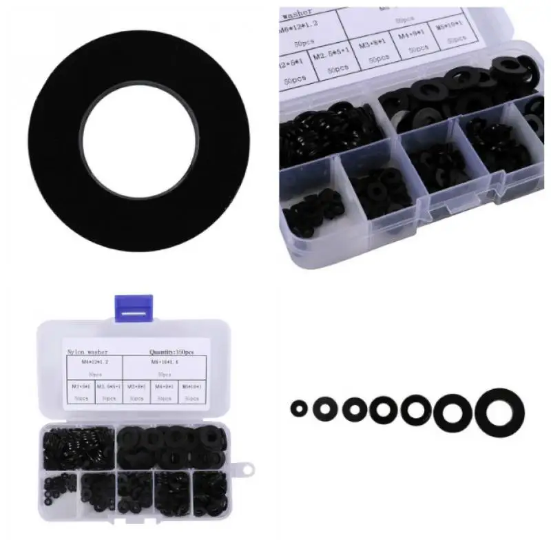 M2 M2.5 M3 M4 M5 M6 M8 Nylon Washers Plastic Insulation Spacers Seals Black 350PCS Set Gasket Ring Kit | Обустройство дома