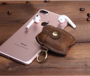 

in stock retro crazy horse leather bluetooth headset case for airpods 2