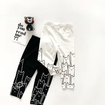 

Tonytaobaby Spring and Summer New Boys' and Girls' Black and White Two Color Cotton Leggings