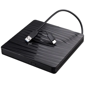 

2-In-1 Type-C USB 3.0 External CD DVD Drive High-Speed Portable Optical DVD+/RW USB C Burner DVD Drive Player
