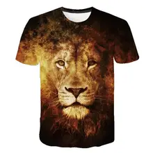 Camiseta con estampado de Tigre y León en 3D para hombre, ropa de calle informal con estampado de animales, cuello redondo, Hip hop de manga corta, novedad de verano de 2021