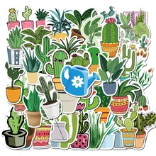 Autocollants Graffiti plantes fraîches vertes Cactus plantes en pot, autocollants de bagages ordinateur portable eau téléphone portable 15/30/45 pièces