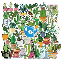Autocollants Graffiti plantes fraîches vertes Cactus plantes en pot, autocollants de bagages ordinateur portable eau téléphone portable 15/30/45 pièces 