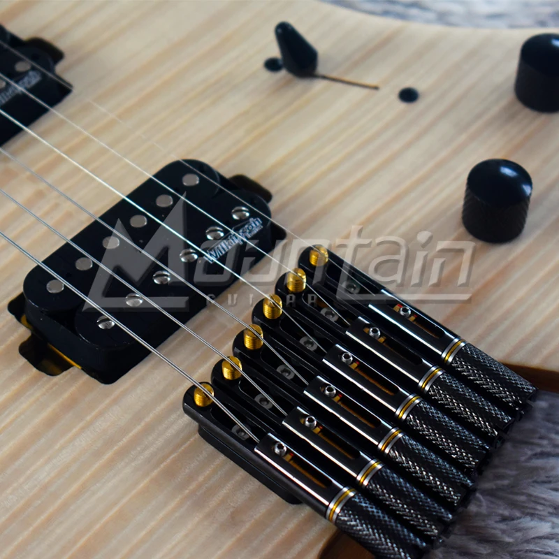 Горная безголовая гитара fanned fret 25,5-25 'пепельный корпус Пламя клен Топ жареный кленовый гриф fret