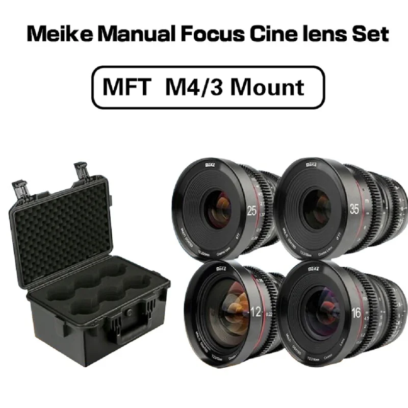 US $1.480.00 Meike 12mm 16mm 25mm 35mm T22 Manual Focus Cine Lens Kit For Micro Four Thirds MFT M43 Mount Olympus Panasonic