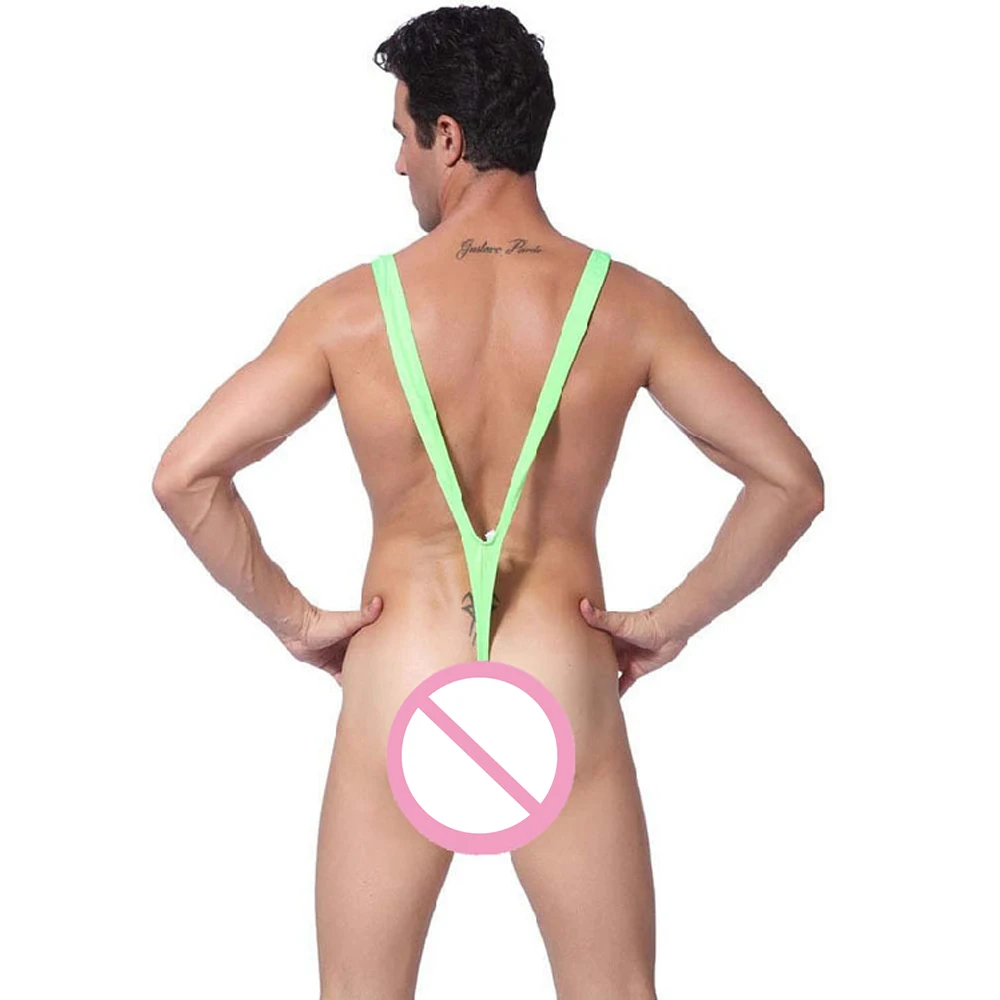 Mens Lingerie Shoulder Straps Mankini V Sling Stretch Singlet Bodysuit Men's panties sex underwear for