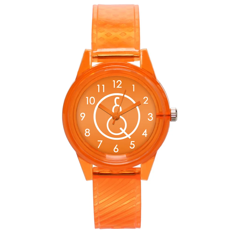orange Милые детские часы мультфильм ремни из ПВХ детские часы девочки мальчик розовый Reloj Enfant Ceasuir ученик платье Saats - Цвет: orange