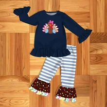 Для маленьких девочек одежда Турция одежда для девочек оптом, комплект детской одежды с оборками подходящий комбинезон 2GK907-1411-HY