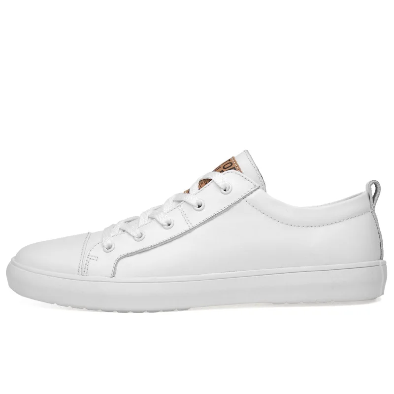 

New 2019 High Quality Genuine Leather Shoes Men Flats Fashion Men's Casual Shoes Brand Man Soft Comfortable Lace up Black White