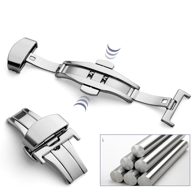Watch Buckle Clasp Fold Buckle Double Click Butterfly Watchband Push Clasp 14/16/18/20/22mm Button Deployment Clasp Buckles Watch Accessories