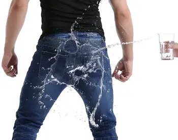 

Men's Motorcycle stylish Riding fleece warm winter Jeans Biker slim casual pants with protector super fit waterproof