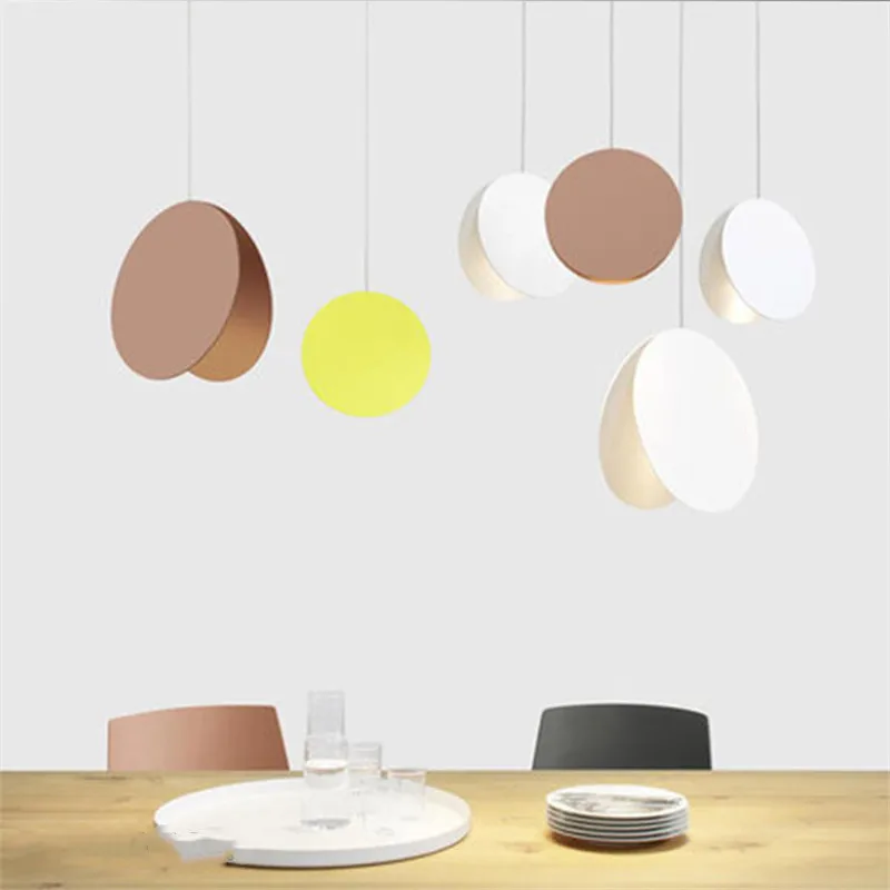

Modern shell pendant light ​Nordic Denmark minimalist Colored metal trumpet lamp LED kitchen Home Decor round pendant light