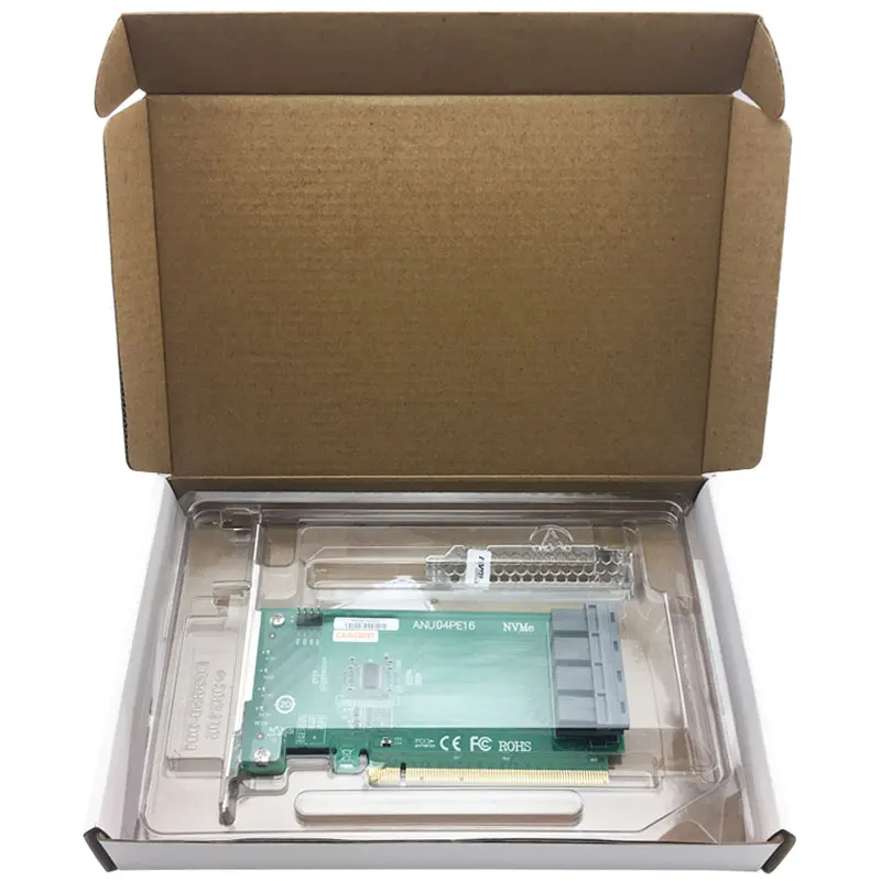 ANU04PE16 nvme контроллер SFF8643 SFF8639 4 порта PCIe3.0 X16 SSD Exp Riser (не с кабелями не поддерживает