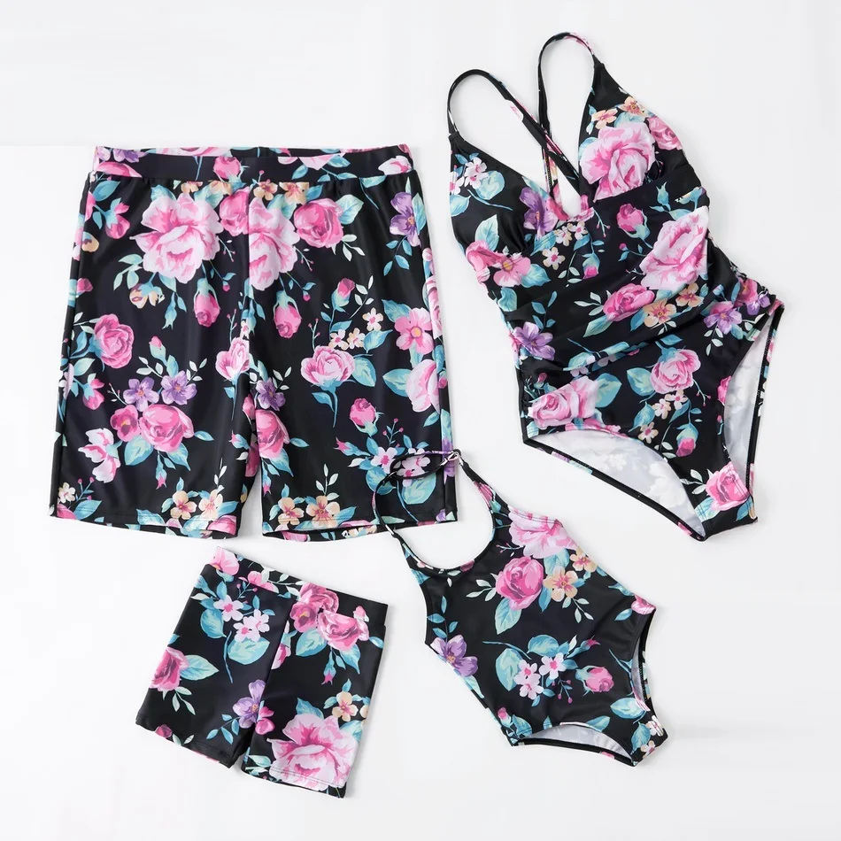 

Flower Swimwear Family Matching Swimsuit Mother Daughter Bathing Suit Mommy and Me Clothes Dad Son Swim Shorts Beachwear Outfits