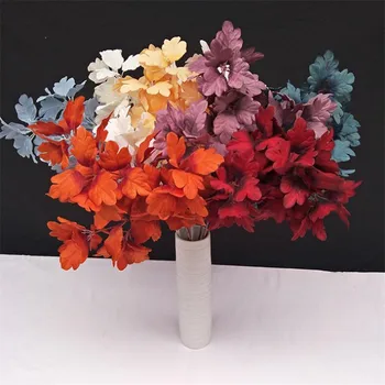 

10P Fake Pearl Leaf (4 stems/piece) 33" Length Simulation Brushed Fabric Greenery for Wedding Home Decorative Artificial Plants