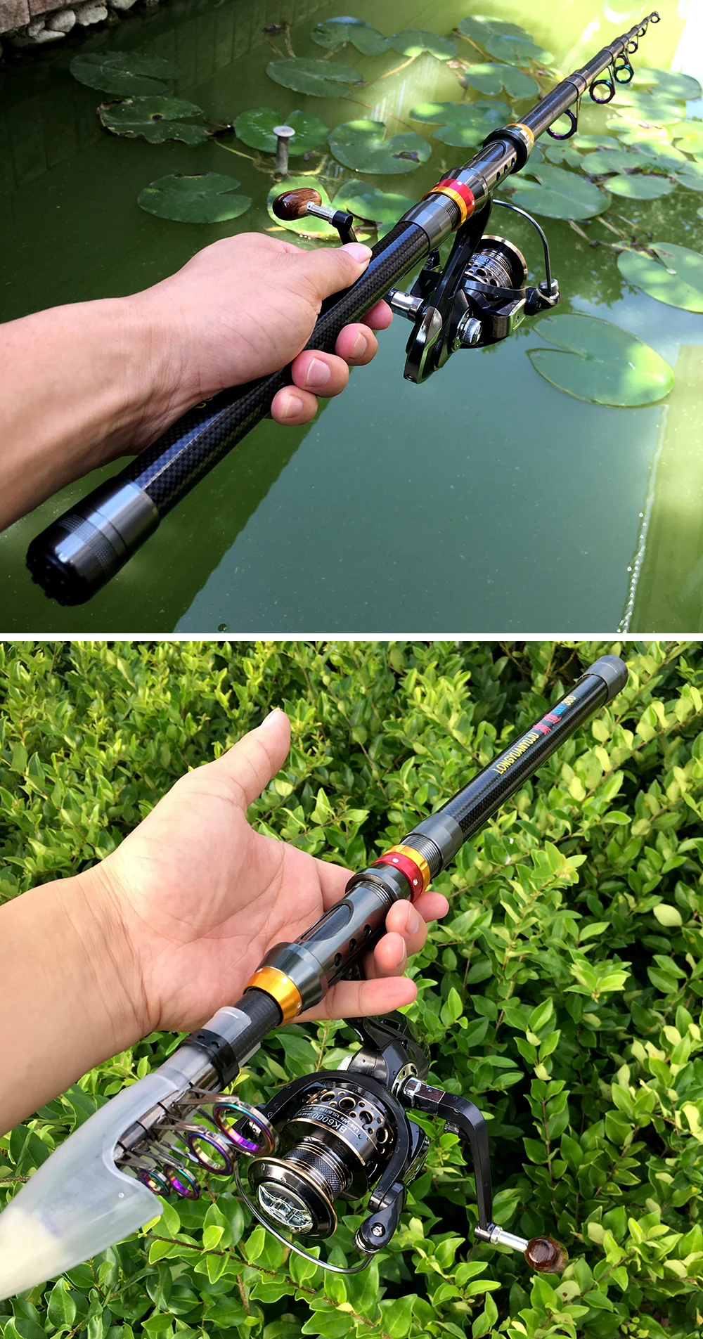 1.8-3.6M telescopic fishing rod combo spinning reel fishing set carp  fishing rod reel kit