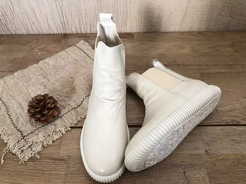 Careaymade/корейские Ботинки martin из натуральной кожи с круглым носком и эластичной сеткой; удобные универсальные Теплые Ботинки martin из плюша