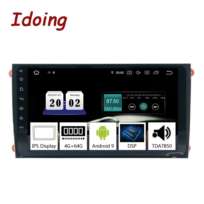 Автомагнитола Idoing 2DIN мультимедийный проигрыватель на Android 9 0 дюймов 8 ядер GPS DVD 4