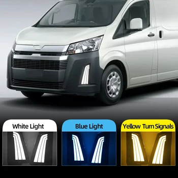 

CSCSNL 2Pcs for Toyota NEW Hiace 2019 2020 12V Car LED DRL Daytime Running Light fog lamp Decoration With Flowing Turn Signal