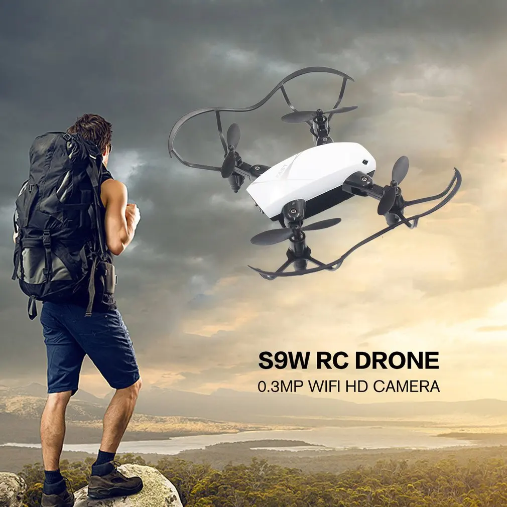 S9W Wi-Fi FPV складной мини Радиоуправляемый Дрон с камерой 0.3MP удержание высоты 3D переворачивает Безголовый режим приложение управление вертолет самолет