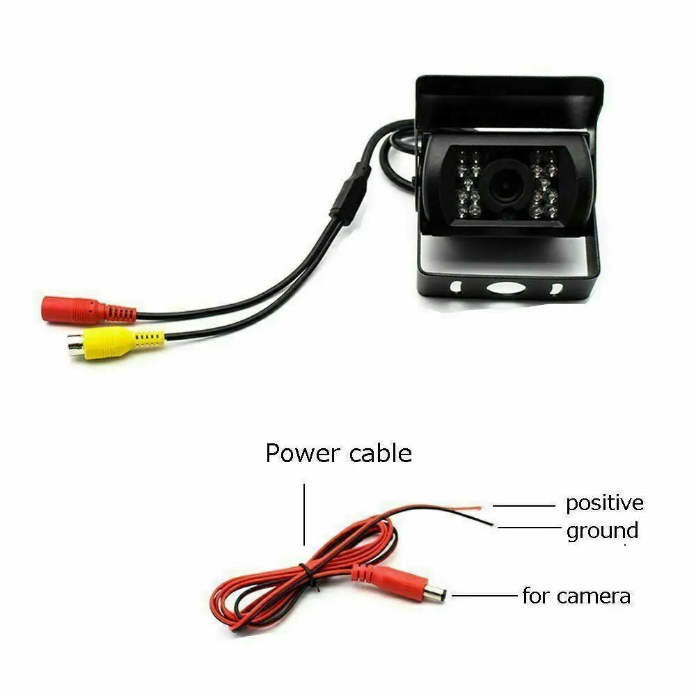 

1.2m Rear view camera Power cord Accessory Infrared PAL system Car Truck Reverse Waterproof Practical