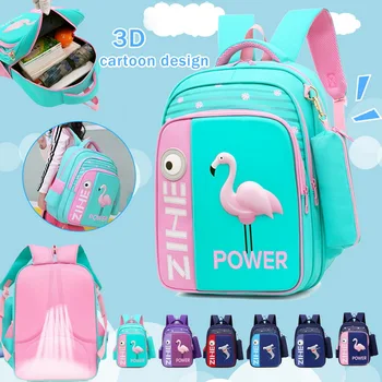 

2020 New 3D Flamingo School Bags For Girls Boys Cartoon Shark Backpack Children Orthopedic Backpacks mochila escolar Grade 3 5