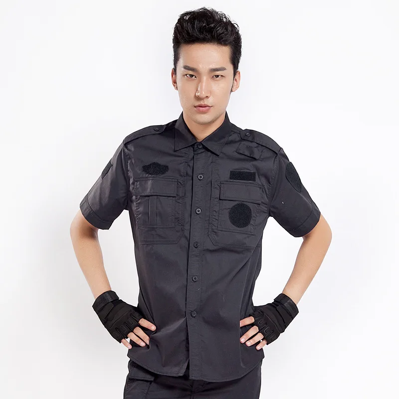 

Half Sleeve Men's Security Staff Service Summer Short-sleeved Training Clothes Workwear Men's Secret Service Black And White wit