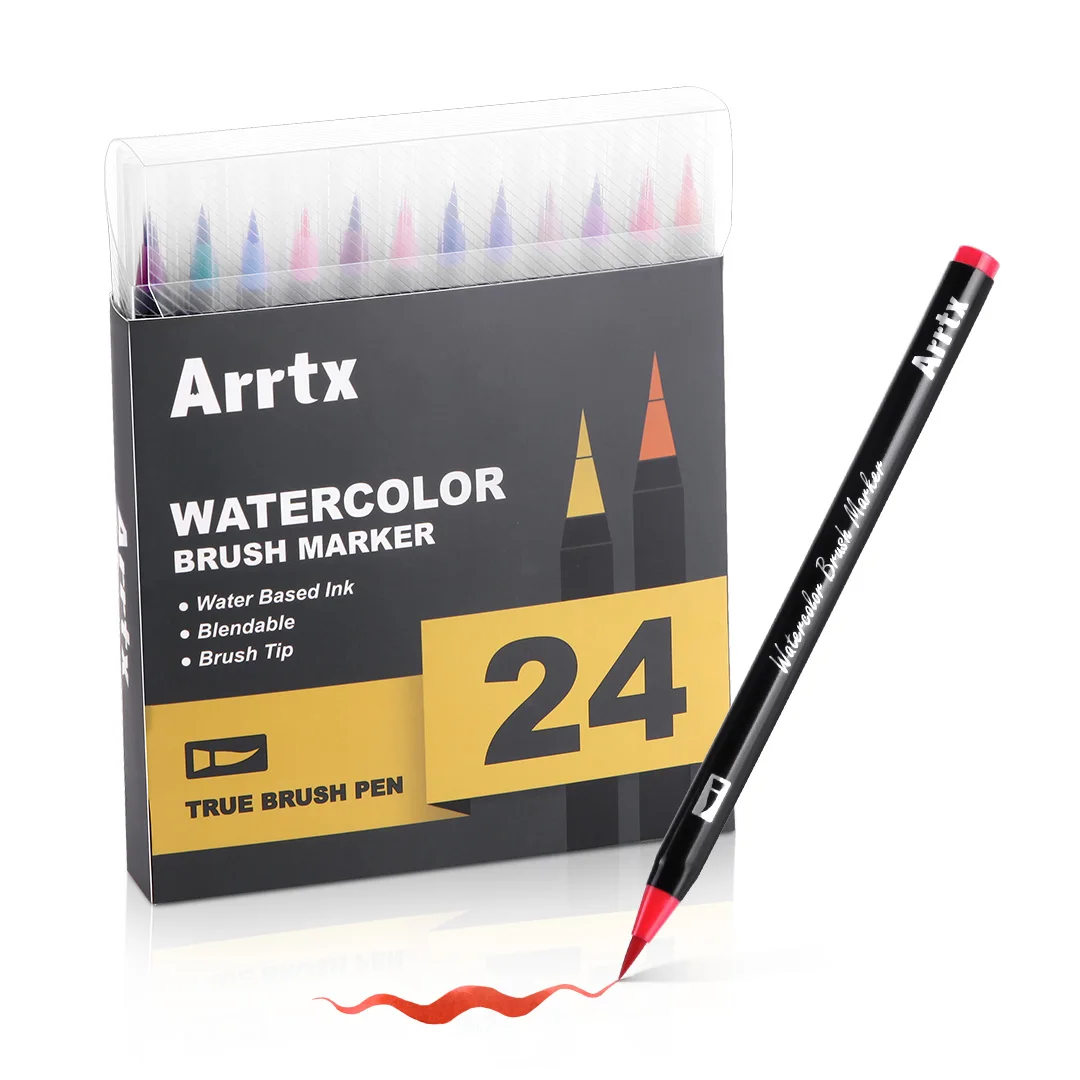 Arrtx 24 Colors True Brush Marker Pens Professional Water Based Markers