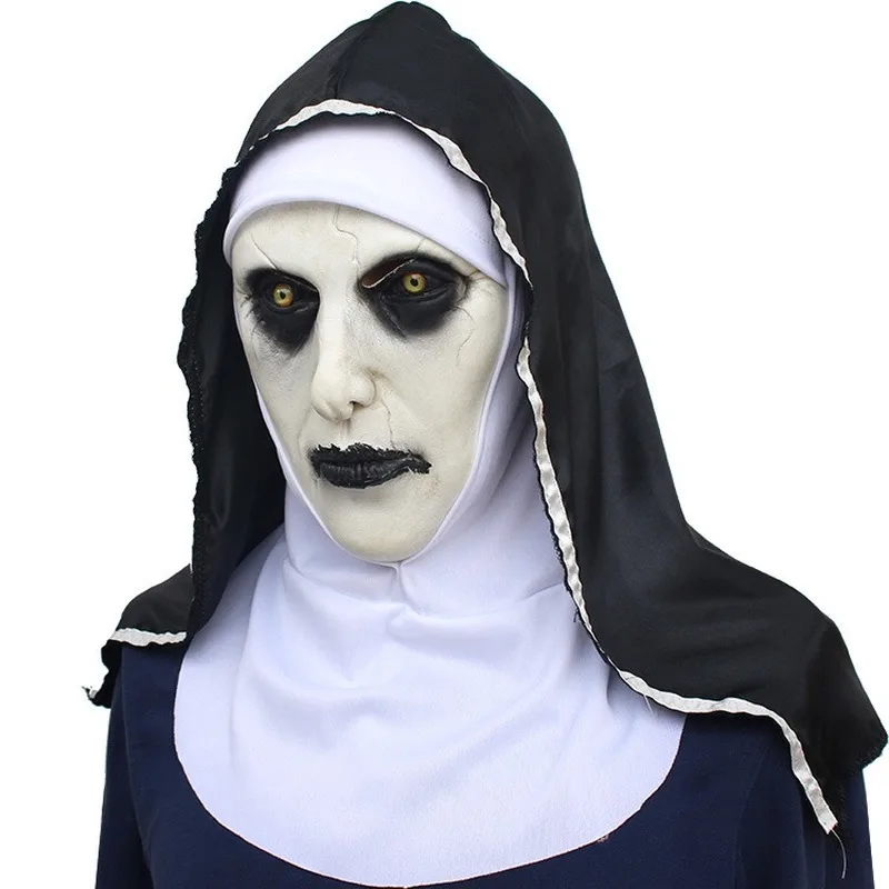 

The Nun Horror Mask Cosplay Valak Scary Latex Masks with Headscarf Full Face Helmet Halloween Party Props New