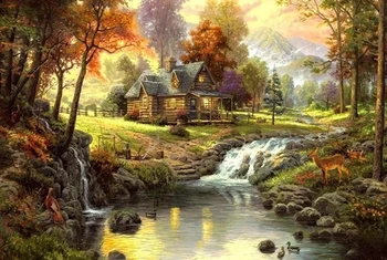 

Huisje in bos diamond painting