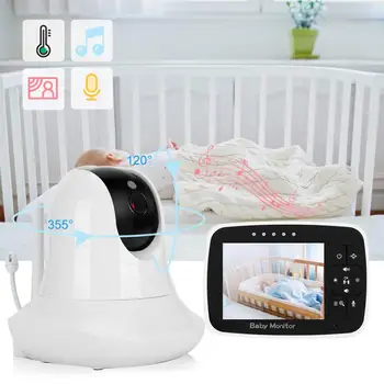 

camaras de seguridad 3.5 Inch PTZ Zoom Baby Monitor 2-Way Intercom Temperature Detection Night Vision Lullaby Camera EU plug