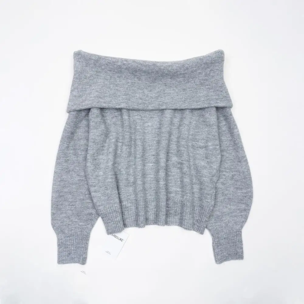 

Cute Fluffy Off Shoulder Sweater Women Fashion Knitted Sweaters Jumpers