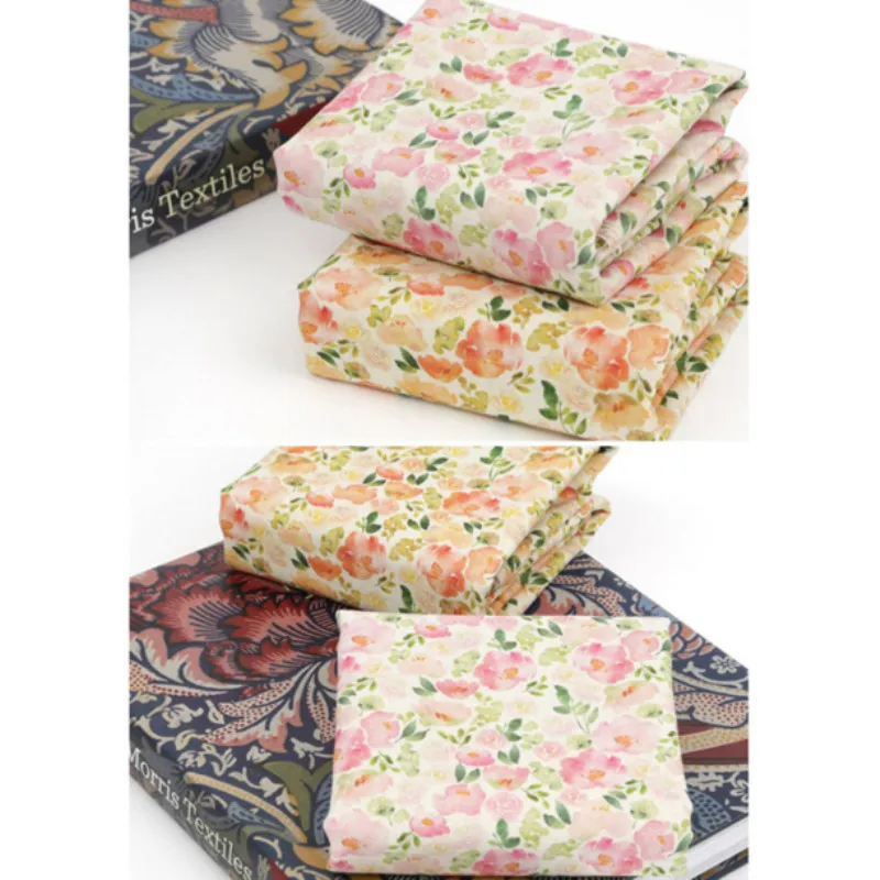 Полуярд импортная хлопчатобумажная льняная ткань с садовым размазанным маленьким цветочным принтом ручной работы DIY швейное изделие для сумки ткань T737