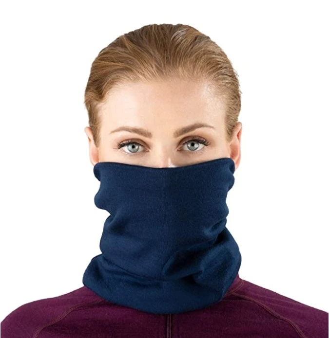 Unisex Merino Wool Ski Neck Gaiter& Bandana For Women 100% Merino Wool Neck Gatier Ring Wrap 2 Layer Warm Scarf