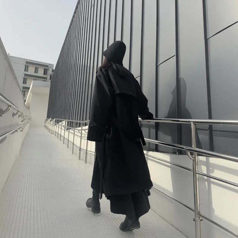 [EAM] Women Long Cotton-paded Big Size Trench New Lapel Long Sleeve Loose Fit Windbreaker Fashion Spring Autumn 2020 19A-a702