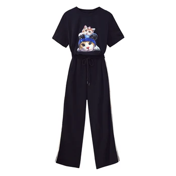 

2020 Summer Clothes Women Large Plus Size Fashion sports suit Top And Pant Two Piece Set Sportwear Tracksuit Matching Set outfit