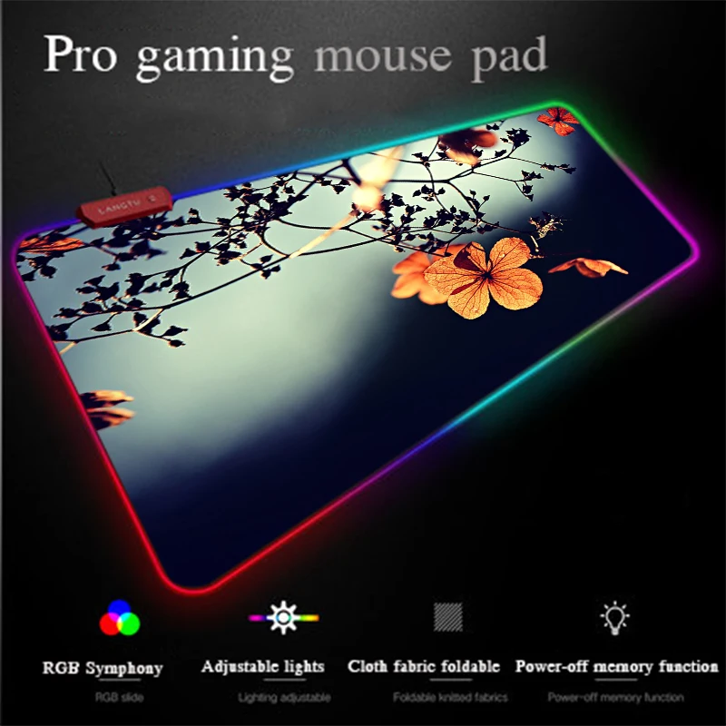 Yuzuoan Programming Mousepad Beautiful Scenery HD Table Mat USB Wired LED7-colored Light RGB Large Control Gaming Mouse Pad | Компьютеры и
