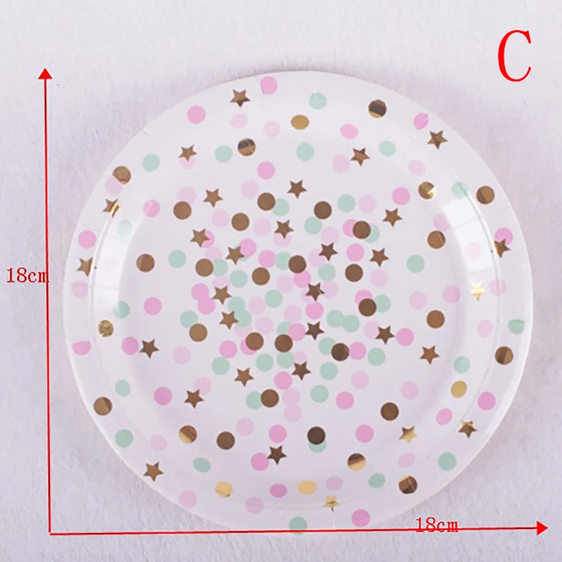C Plate Cup Napkins knife forks Star Colorful Gold Disposable tableware for baby birthday party Wedding Christmas ramadan deco - Цвет: C
