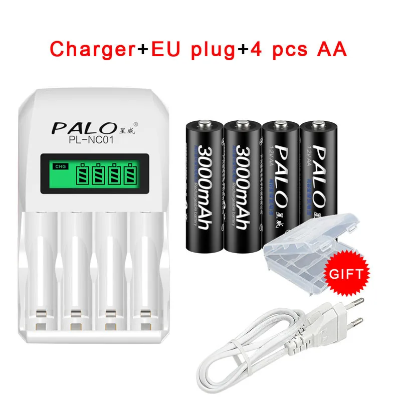 4 шт. AA батареи, перезаряжаемые батареи 1,2 V AA 3000mAh Ni-MH Предварительно заряженный аккумулятор 2A батареи для камеры фонарик