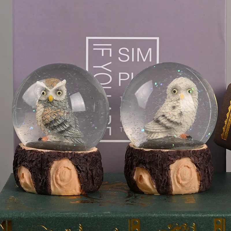 6,5*8 см каваи сова снежный шар без музыки хрустальный шар лес Ретро Рождественский Декор для дома лучший Европейский подарок