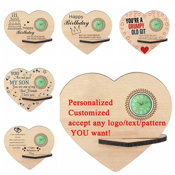 

Customize Your Own Text Full Wooden Ornament Clock Quartz Movement High Quality Tailor-made Table Desk Decor Clock Dropshipping