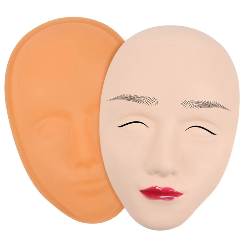 

5D Facial Tattoo Training Head Silicone Practice Permanent Makeup Lip Eyebrow Tattoo Skin Mannequin Doll Face Head
