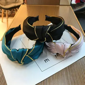 

Women Vintage Twisted Knotted Cloth Wrapped Headband Block Leopard Patchwork Wide Hair Hoop Retro Ruched Elastic Casual Headwear