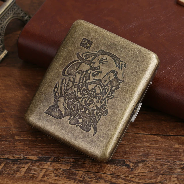 20 Sticks Black Matte Frosted Stainless Steel Metal Cigarette Case For Man Pocket Smoking Box With Gift Box Smoking Accessories Buddha A