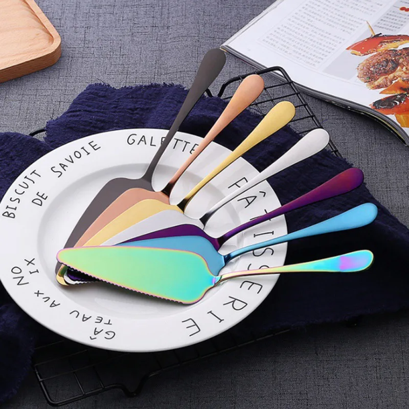 

High-end Cake Shovel Stainless Steel Birthday Cake Knife Titanium Rose Gold Bright Black Baking Tools Kitchen Gargets