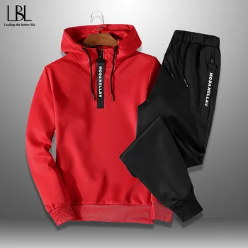 

Men's Sportswear Sets 2020 Spring Autumn Casual Tracksuit Men 2 Piece Sweatshirt + Sweatpants Set Male Hoodie Sets Outwear 5XL