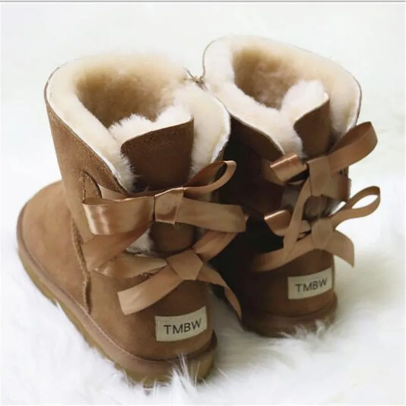 Winter Boots Fur-Shoes Genuine-Cowhide-Leather Women Waterproof No for Classic Warm 100%Natural