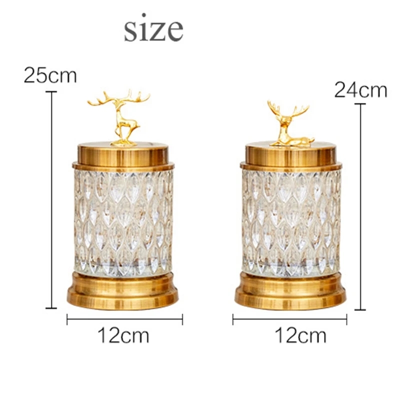 European Crystal Glass Storage Canned Sugar Cans Deer Head Storage Bottle Candy Box Cotton Swab Jar Household Storage Tank Home