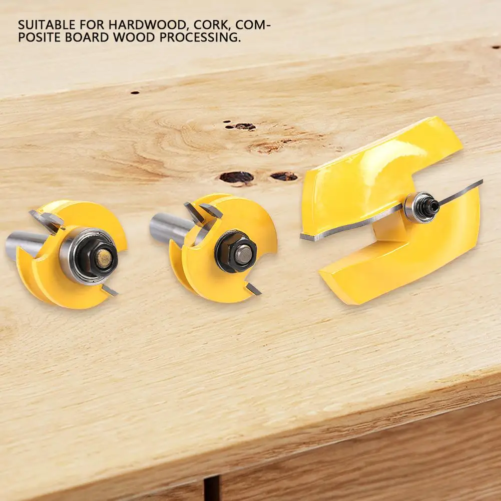 3PCS 1/2 Handle Shank Raised Panel Router Bit Woodworking Cabinet Door Cutter Solid Wood Tool Milling Cutter Woodworking Tool