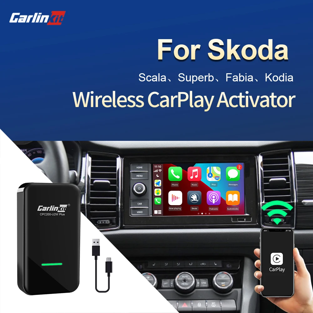 Carlinkit 2.0 CarPlay Wireless Adapter for Skoda Scala Superb KodiaQ Troc Octavia Fabia MK3 Car Play Smart link Pug and Play Kit